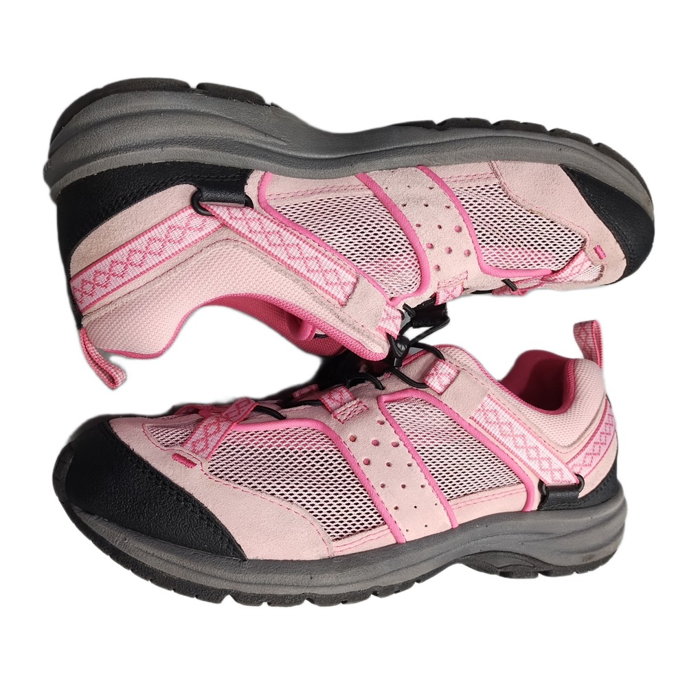 Lands' End Hiking Shoes Womens US Size 8B Pink Black Waterproof Bungee Laces EUC